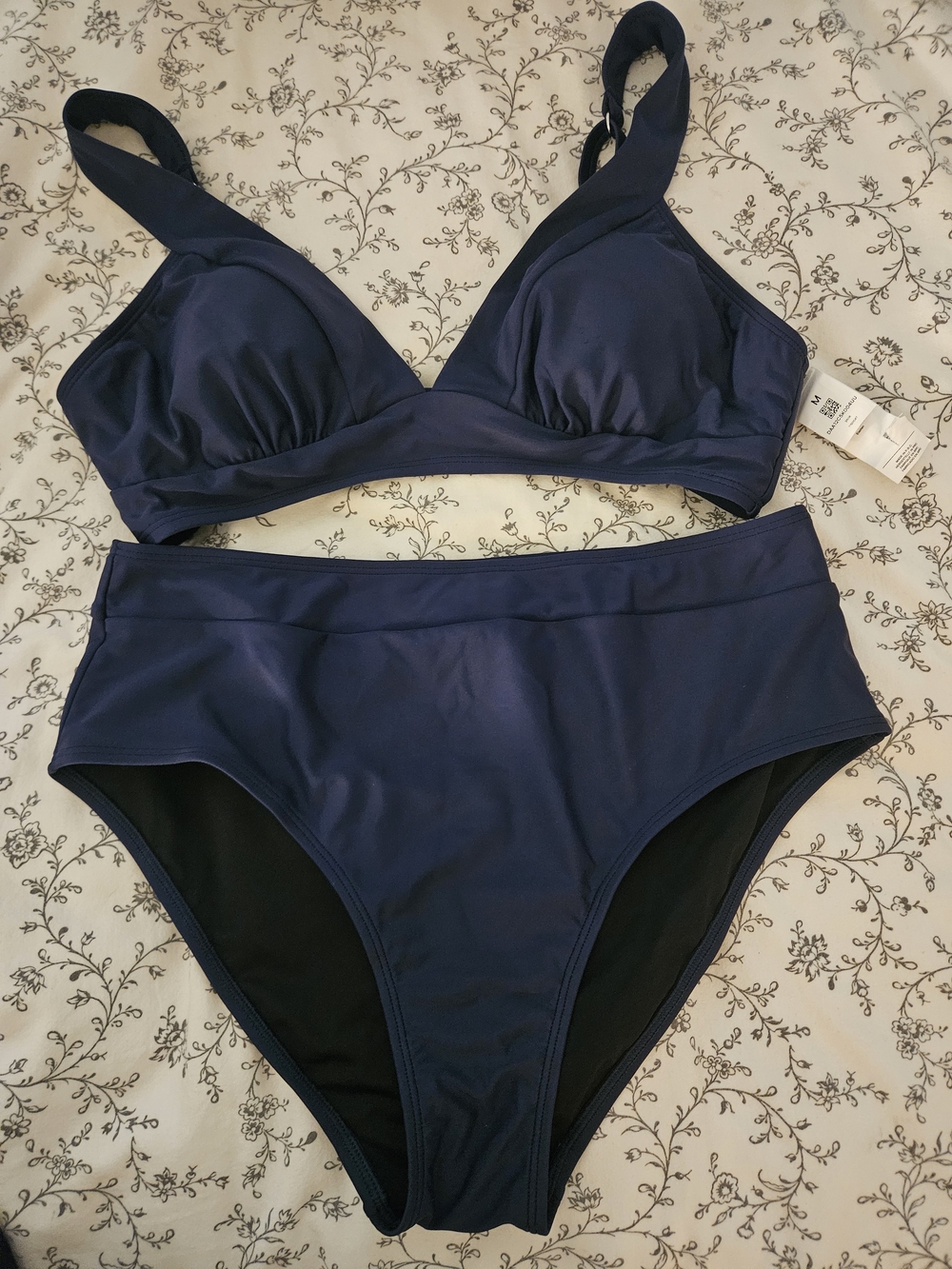 Cupshe Navy High-Waist Bikini Set